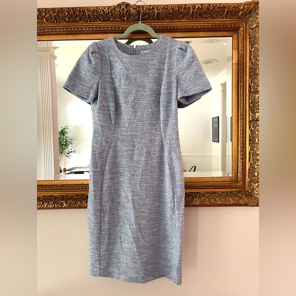 Calvin Klein Blue Tweed Patterned Sheath Dress size 10